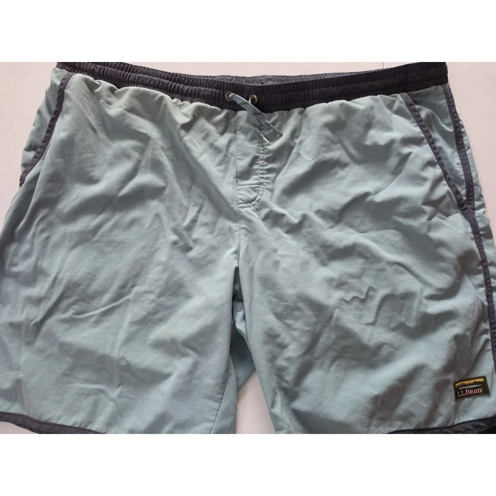 L.L.Bean Men's XL Swim Trunks Shorts Blue Gray Athletic Running Beach Board...